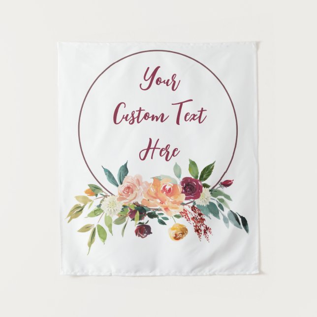 Fall Floral Wedding Photo Booth Backdrop Fun Prop  Tapestry (Front)