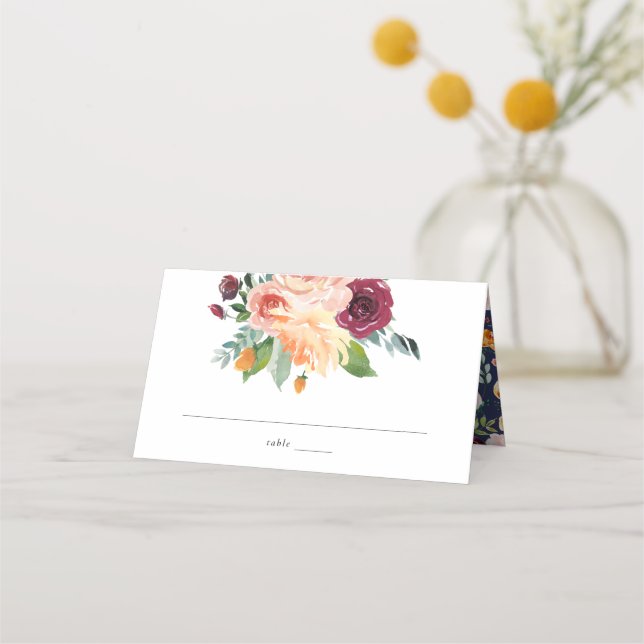Fall Floral Wedding Place Card (Front)