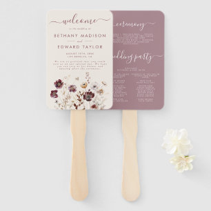 Fall Floral Wedding Program Hand Fan