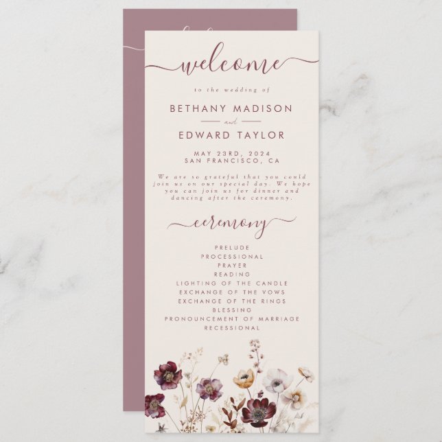 Fall Floral Wedding Programme (Front/Back)