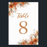 Fall Floral Wedding Reception Table Number<br><div class="desc">This airy, romantic, design features gorgeous hibiscus flowers in shades of pink, and includes eye-catching greenery such as the stems, leaves and buds... all done in beautiful watercolors. Your text is offered in a chic, romantic, compliment of fonts. Additional items from this robust collection complete your invitation and wedding decor...</div>