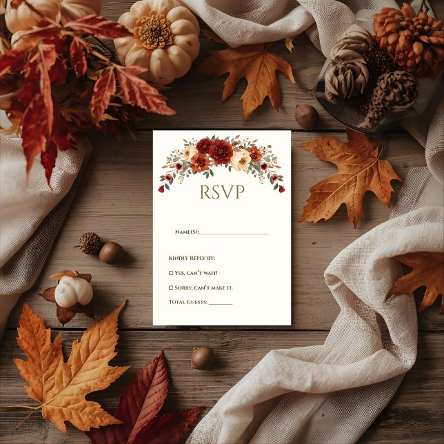 Fall Floral Wedding RSVP Card (Creator Uploaded)