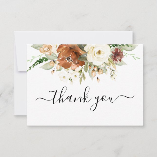 Fall Floral Wedding Thank you card (Front)