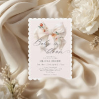 Fall Floral White Bow Baby in Bloom Baby Shower