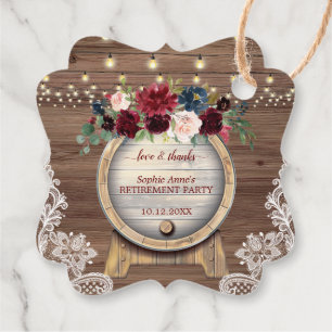 Fall Floral Wine Barrel Vineyard Retirement Party Favour Tags