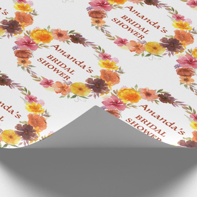 Fall Floral Wreath Bridal shower Wrapping Paper (Creator Uploaded)