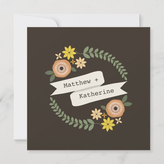 Fall Floral Wreath Wedding From Bride's Parents Invitation (Front)