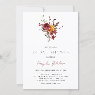 Fall Flower Bridal Shower Invitation