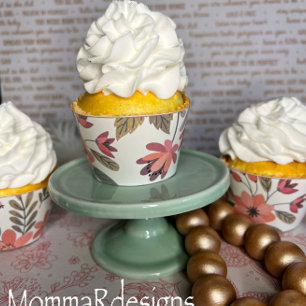 Fall flower Cupcake wrappers, Autumn cupcake wrap