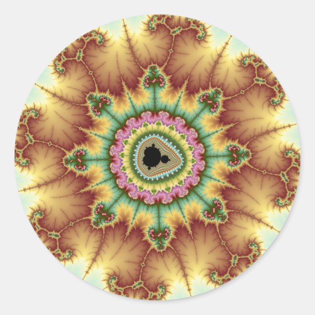 Fall Flower - Fractal Art Classic Round Sticker (Front)
