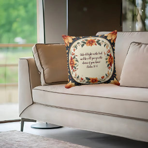 Fall Flower Frame Customisable Verse Cushion