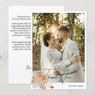 Fall Flower Personalised Wedding With Message Thank You Card