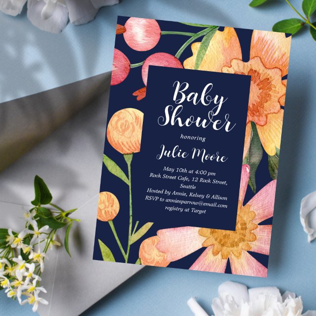 Fall Flower Power Baby Shower Invitation (Creator Uploaded)