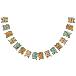 Fall flowers and iris bunting banner