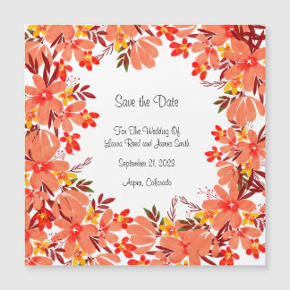 Fall Flowers and Leafs Save the Date Postcard