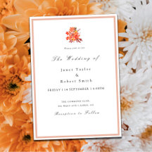 Fall Flowers and Leafs Wedding Invitation