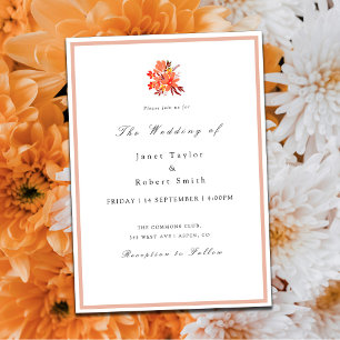 Fall Flowers and Leafs Wedding Invitation