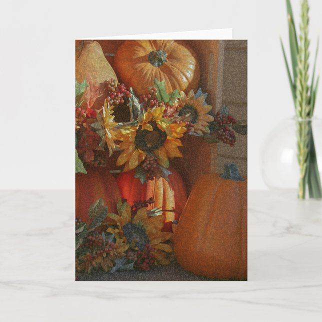 Fall Flowers and Pumpkins Holiday Card (Front)