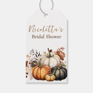 Fall Flowers and Pumpkins Watercolor Autumn Gift Tags
