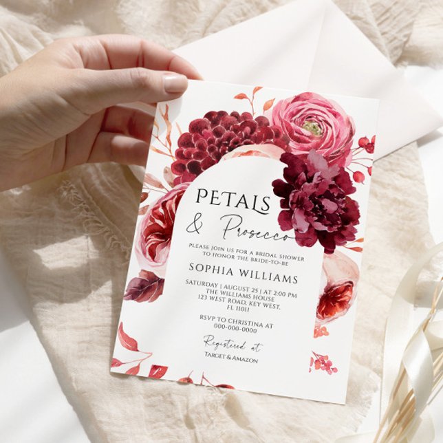 Fall Flowers Arch Petals & Prosecco Bridal Shower Invitation (Creator Uploaded)
