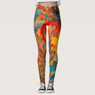 Fall Flowers Artwork Leggings
