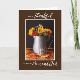 Fall Flowers Autumn Leaves Thanksgiving Mum & Dad Card