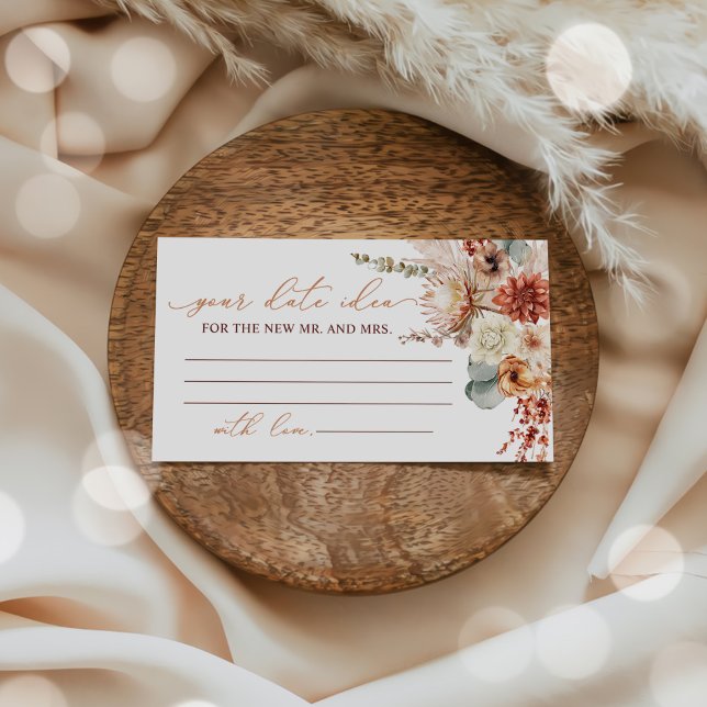Fall Flowers Bridal Shower Date Night Ideas Enclosure Card (Creator Uploaded)