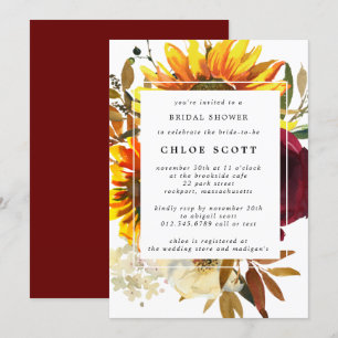 Fall Flowers Bridal Shower Invitation