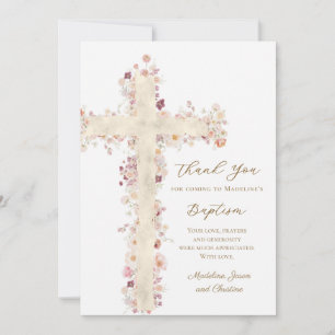 fall flowers cross thank you card