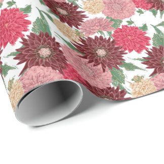 Fall Flowers Dahlien Wrapping Paper