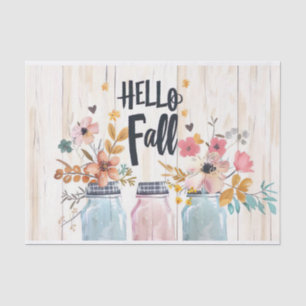 Fall Flowers in Mason Jars Decoupage Tissue Paper