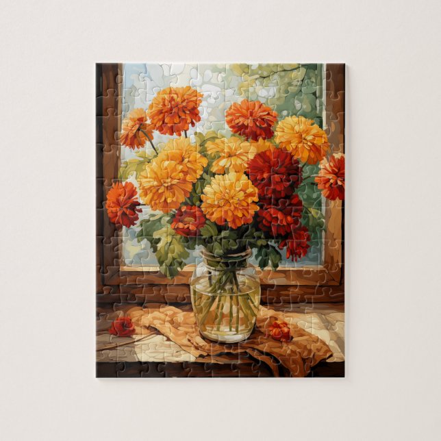 Fall Flowers Marigold Puzzle 110 Pcs. 8"x10" (Vertical)