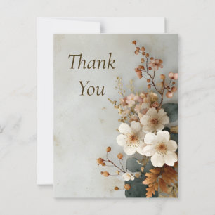 Fall Flowers on Grey Granite Thank You Card