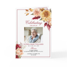 Fall Flowers Photo Memorial Funeral Programs