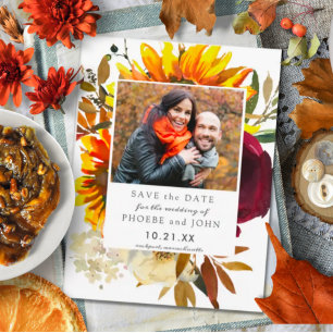 Fall Flowers Save the Date Invitation