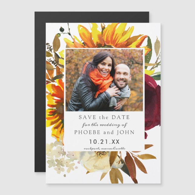 Fall Flowers Save the Date Magnetic Invitation (Front/Back)