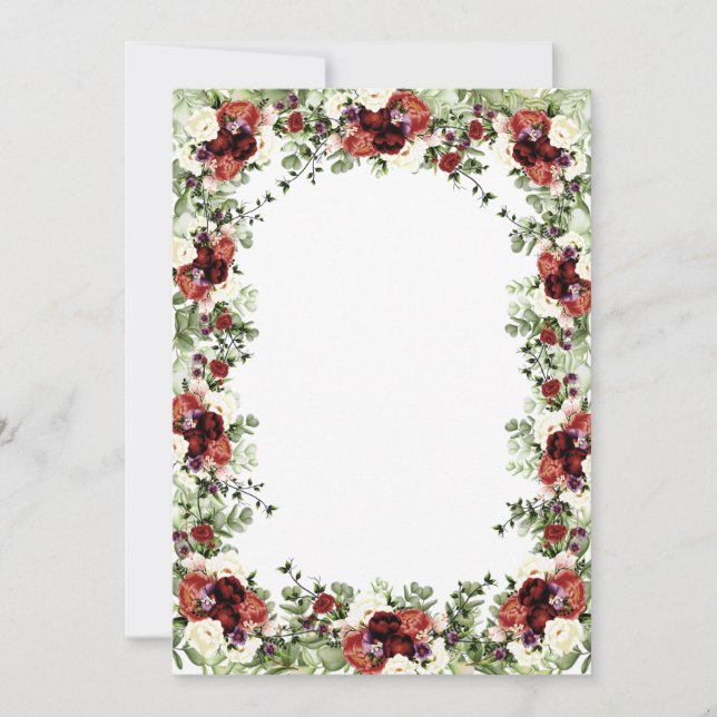 Fall Flowers Terracotta Cream Burgundy floral Invitation (Front)