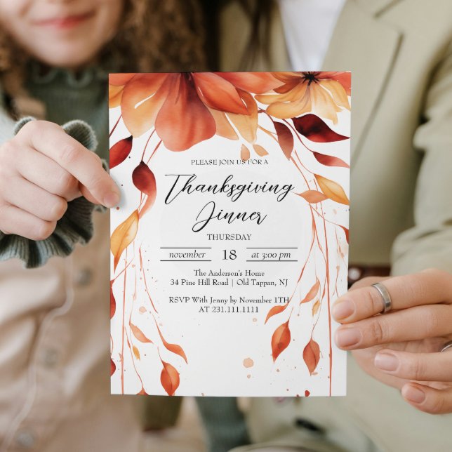 Fall Flowers Thanksgiving Dinner Invitation (Creator Uploaded)