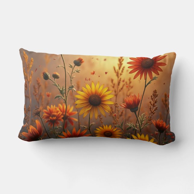 Fall Flowers Throw Pillow (Back)