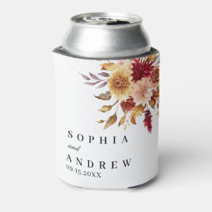 Fall Flowers Wedding Can Cooler