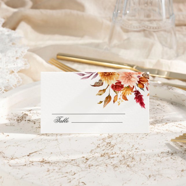 Fall Flowers Wedding Place Card (Creator Uploaded)