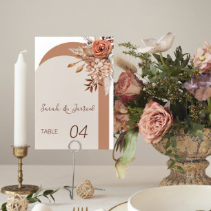 Fall Flowers Wedding Table Number