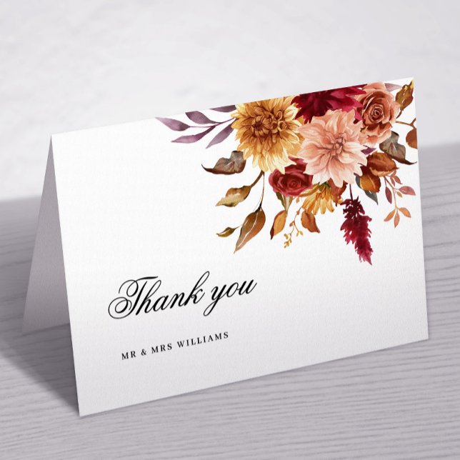 Fall Flowers  Wedding Thank You Card (Creator Uploaded)