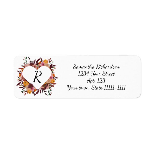 Fall Flowers Wedding  White Return address labels (Front)