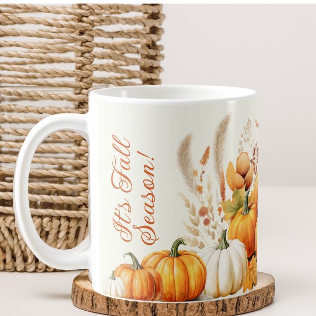 Fall Flowers White Pumpkin Thanksgiving Dinner  Coffee Mug (Creator Uploaded)