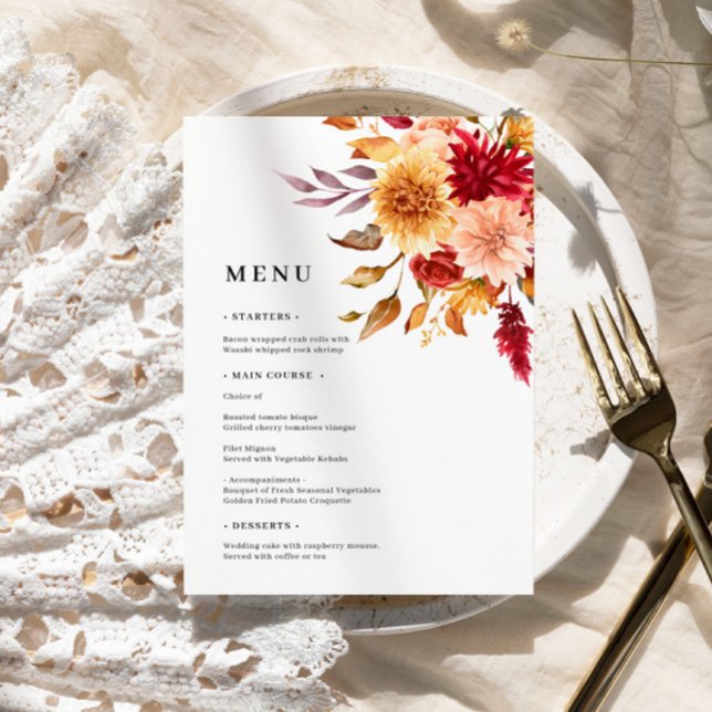 Fall Flowes Wedding Menu (Creator Uploaded)