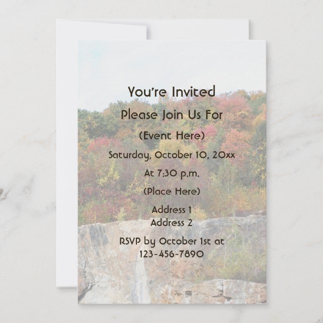 Fall Foliage Along Rock Cliff Nature  Invitation (Front)