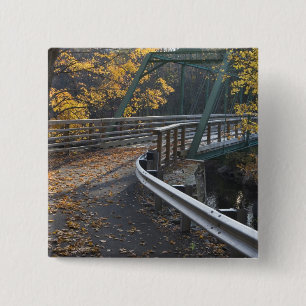Fall foliage and a bridge over the Millers 15 Cm Square Badge