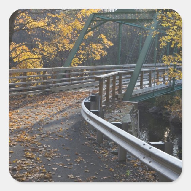 Fall foliage and a bridge over the Millers Square Sticker (Front)