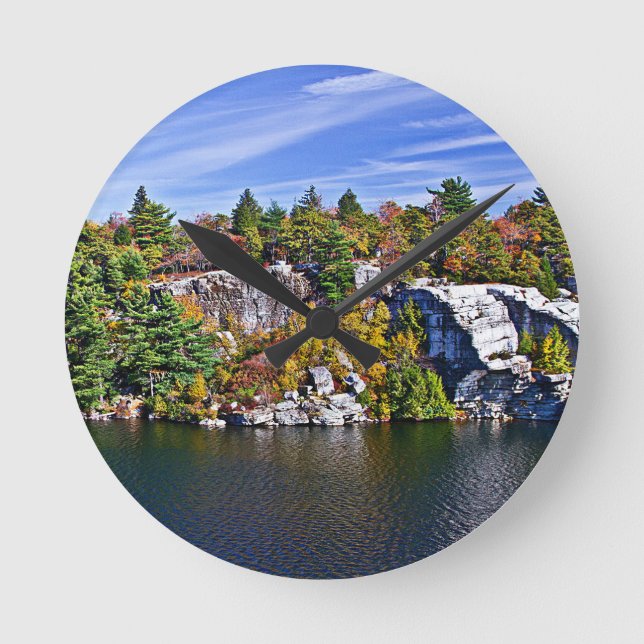 Fall Foliage around Lake Minnewaska Round Clock (Front)